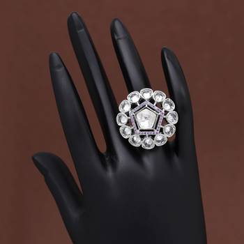 Purple color american diamond finger ring 2