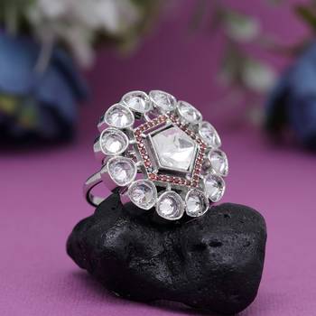 Orange color american diamond finger ring 1