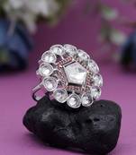 Orange color american diamond finger ring