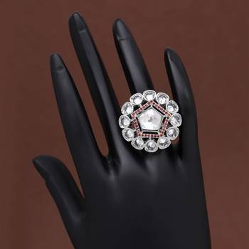 Orange color american diamond finger ring 2
