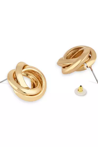 latest fashion trendy stylish gold plated geometric twist chunky stud earrings for women and girls 