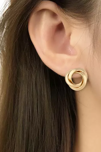 latest fashion trendy stylish gold plated geometric twist chunky stud earrings for women and girls 