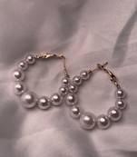 latest fashion stylish gold plated lightweight round pearl chunky earrings 