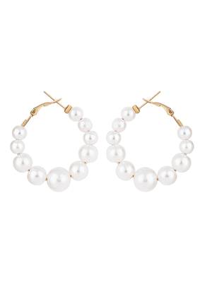 latest fashion stylish gold plated lightweight round pearl chunky earrings  2