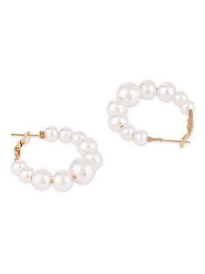 latest fashion stylish gold plated lightweight round pearl chunky earrings  3