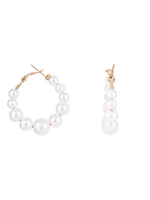 latest fashion stylish gold plated lightweight round pearl chunky earrings  4