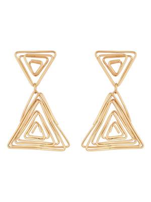 latest fashion stylish gold plated trendy triangle shape chunky dangle earrings for women/girls  1