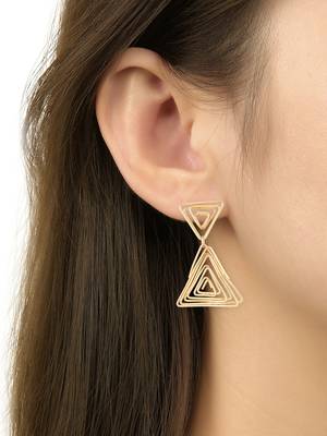 latest fashion stylish gold plated trendy triangle shape chunky dangle earrings for women/girls  4