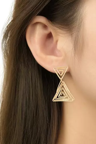 latest fashion stylish gold plated trendy triangle shape chunky dangle earrings for women/girls 
