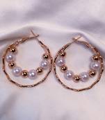 latest fashion stylish gold plated lightweight round pearl hoop earrings for women/girls 