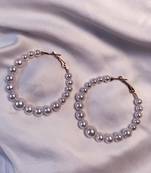 latest fashion stylish gold plated lightweight round pearl hoop earrings for women/girls 