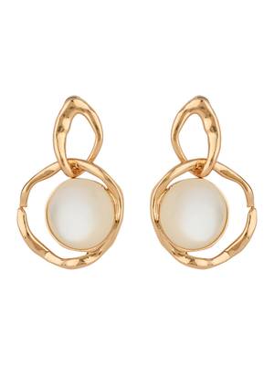 latest fashion stylish gold plated lightweight freshwater pearl drop dangle chunky studs earrings 1