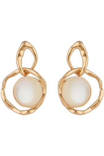 latest fashion stylish gold plated lightweight freshwater pearl drop dangle chunky studs earrings