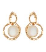 latest fashion stylish gold plated lightweight freshwater pearl drop dangle chunky studs earrings