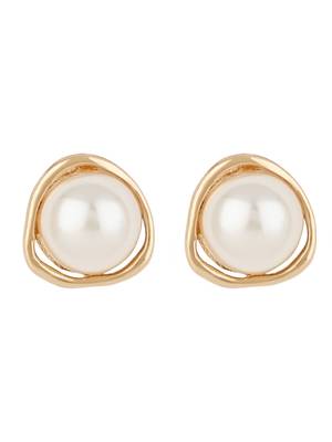 latest fashion stylish gold plated lightweight pearl drop chunky stud earrings for women/girls  2