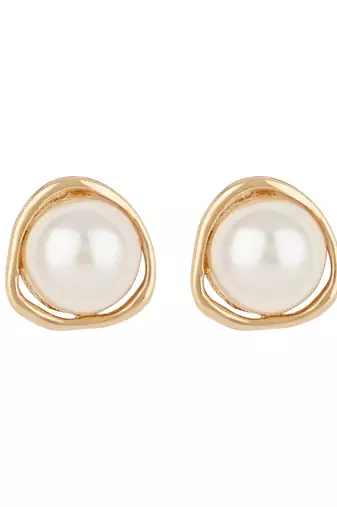 latest fashion stylish gold plated lightweight pearl drop chunky stud earrings for women/girls 