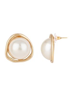 latest fashion stylish gold plated lightweight pearl drop chunky stud earrings for women/girls  3