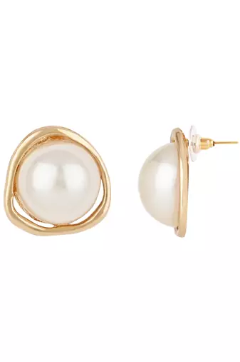 latest fashion stylish gold plated lightweight pearl drop chunky stud earrings for women/girls 