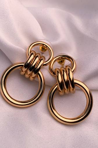 latest fashion stylish gold plated simple geometric chunky dangle earrings for women/girls 