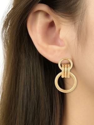 latest fashion stylish gold plated simple geometric chunky dangle earrings for women/girls  5