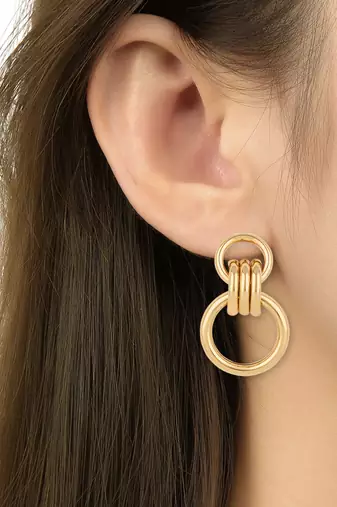 latest fashion stylish gold plated simple geometric chunky dangle earrings for women/girls 
