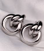 latest fashion trendy stylish silver plated geometric twisted chunky stud earrings for women and girls 