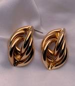 latest fashion trendy stylish gold plated geometric twisted chunky dangle earrings 