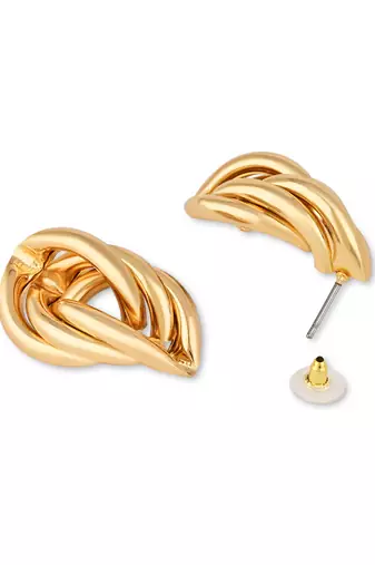 latest fashion trendy stylish gold plated geometric twisted chunky dangle earrings 