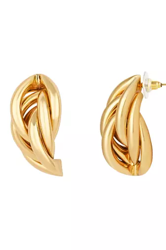 latest fashion trendy stylish gold plated geometric twisted chunky dangle earrings 