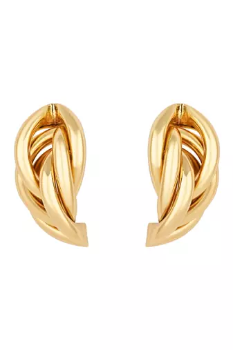 latest fashion trendy stylish gold plated geometric twisted chunky dangle earrings 