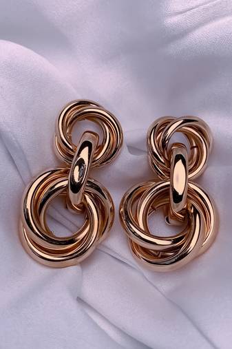 latest fashion trendy stylish gold plated geometric twisted  chunky dangle earrings for women/girls