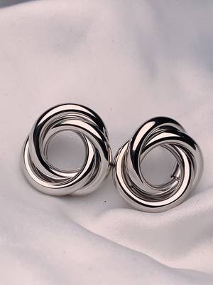 latest fashion trendy stylish silver plated geometric twisted chunky stud earrings for women and girls  1
