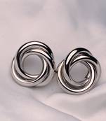 latest fashion trendy stylish silver plated geometric twisted chunky stud earrings for women and girls 