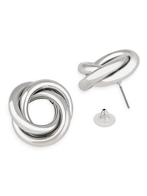 latest fashion trendy stylish silver plated geometric twisted chunky stud earrings for women and girls  3