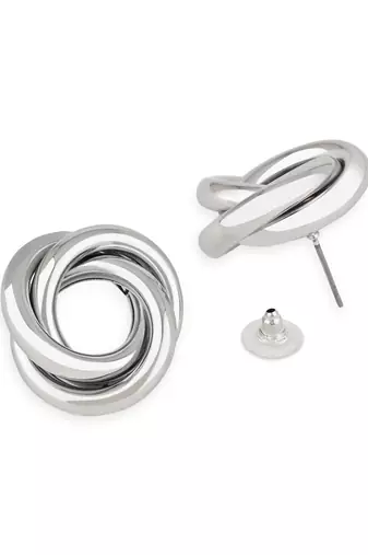 latest fashion trendy stylish silver plated geometric twisted chunky stud earrings for women and girls 