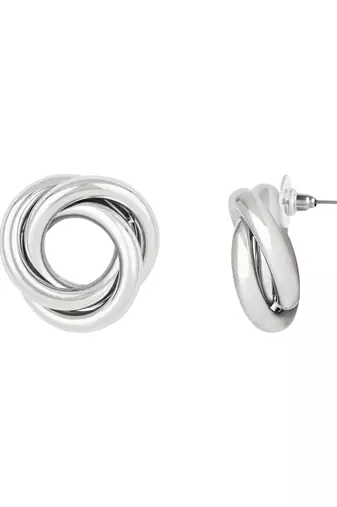 latest fashion trendy stylish silver plated geometric twisted chunky stud earrings for women and girls 