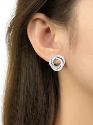 latest fashion trendy stylish silver plated geometric twisted chunky stud earrings for women and girls  5