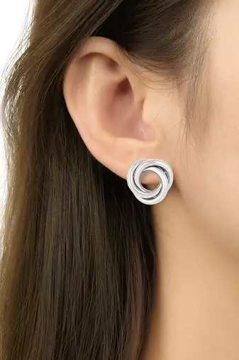 latest fashion trendy stylish silver plated geometric twisted chunky stud earrings for women and girls 