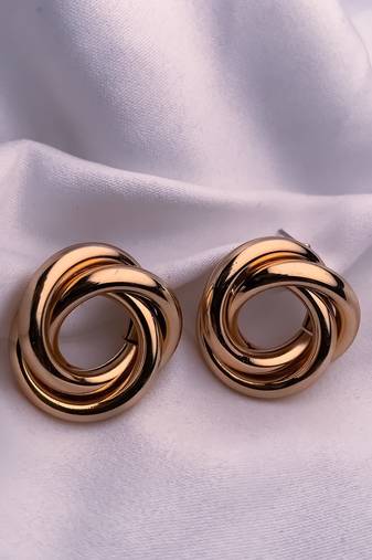 latest fashion trendy stylish gold plated geometric twisted chunky stud earrings for women and girls (e3191fl)