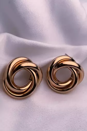 latest fashion trendy stylish gold plated geometric twisted chunky stud earrings for women and girls (e3191fl)