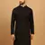 Black Cotton Chikankari Sequin Embroidered Kurta for Mens