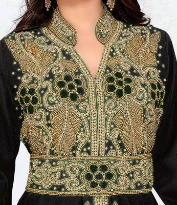Black color Handmade Moroccan Kaftan with hijjab 2