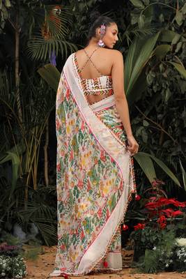 Multi Colour Printed Saree With Blouse  2