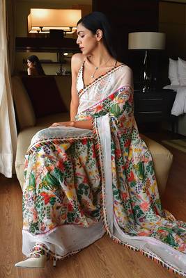 Multi Colour Printed Saree With Blouse  5