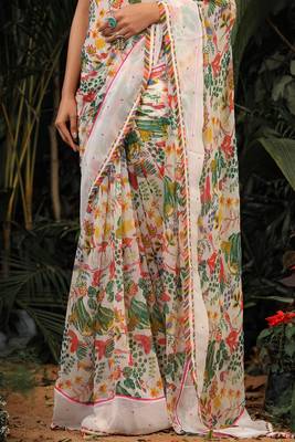 Multi Colour Printed Saree With Blouse  10