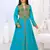 Cyan color Handmade Moroccan Kaftan with hijjab