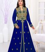 Navy-Blue color luxurious Handmade Moroccan Kaftan with hijjab