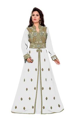 Off-White color Handmade Moroccan Kaftan  with hijjab 1