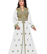 Off-White color luxurious Handmade Moroccan Kaftan  with hijjab