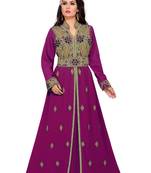 Wine color luxurious Handmade Moroccan Kaftan with hijjab